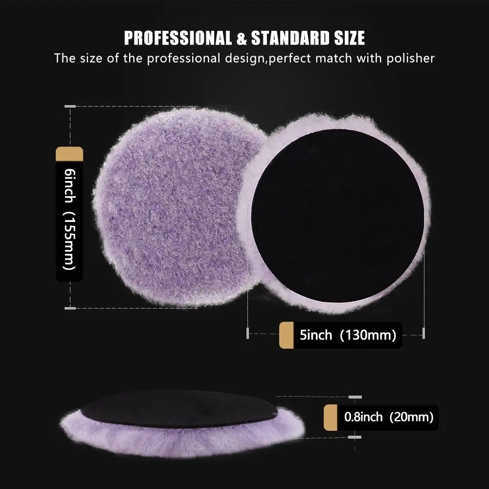 SPTA 1PC 3"(80mm)/5"(125mm)/6"(150mm) Tampone per lucidatura di agnelli ad alta densità in lana viola per lucidatrice RO/DA