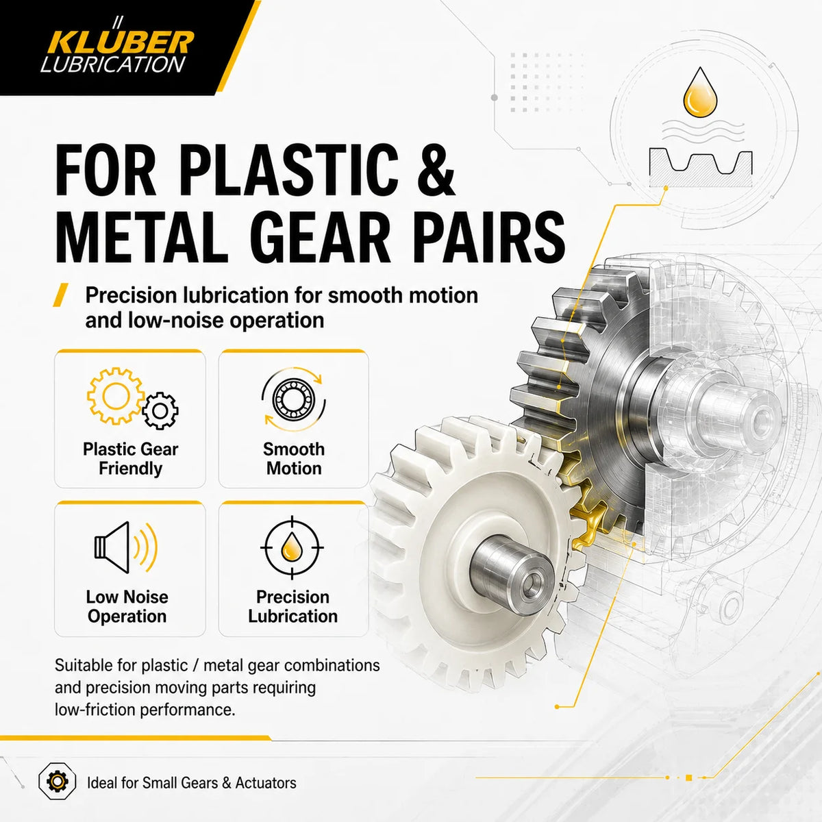Grasso Sintetico Originale Kluber ISOFLEX TOPAS L 32 N per Basse Temperature NLGI 2 per Ingranaggi in Plastica, Attuatori, Cuscinetti Motore