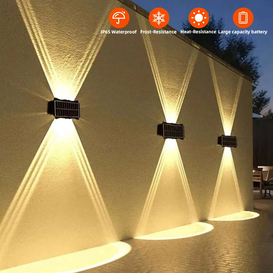 3 pezzi/1 pezzo Lampada da parete solare per cortile, strada, impermeabile, lampada da giardino esterna, decorazione solare per la casa, illuminazione da parete a LED per esterni