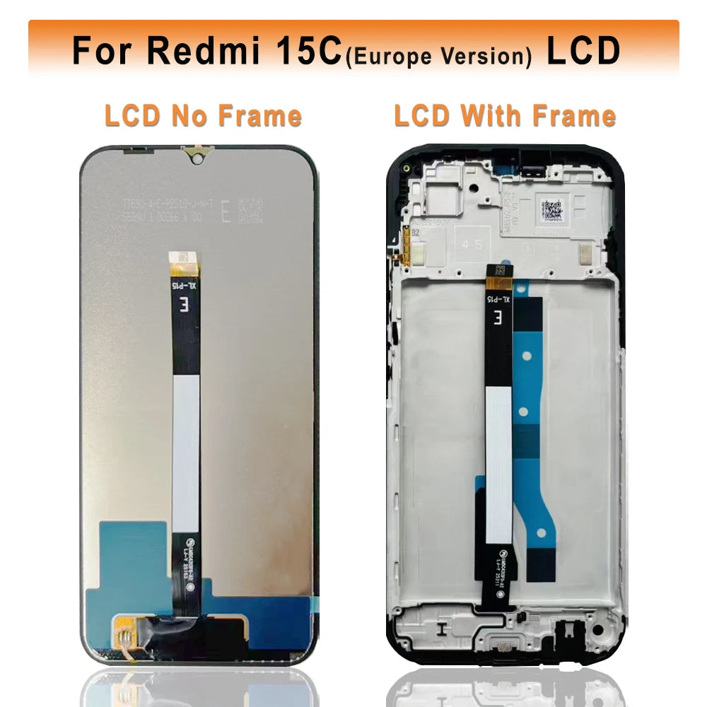 LCD nuovo al 100% testato per Xiaomi Redmi 15C versione europea, gruppo digitalizzatore touch screen LCD con telaio, parti di ricambio per riparazione.