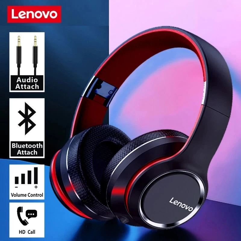 Lenovo HD200 Auricolari Bluetooth Over-ear Cuffie wireless pieghevoli per computer Cancellazione del rumore Cuffie da gioco stereo HIFI