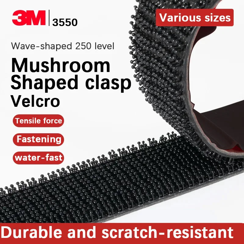 Nastro Biadesivo 3M Dual Lock, Chiusura Richiudibile a Fungo, Nastro Adesivo Nero Trasparente, Forte e Durevole 3550