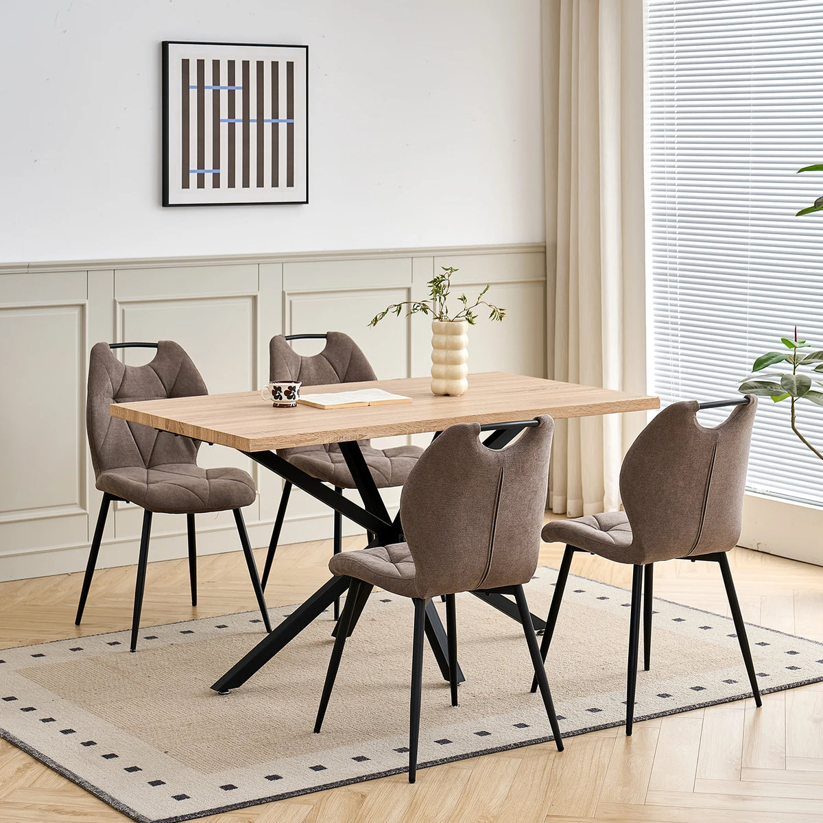 Sedia da pranzo moderna 2/4/6 pezzi, comode sedie imbottite con gambe in metallo per cucina/soggiorno/camera da letto