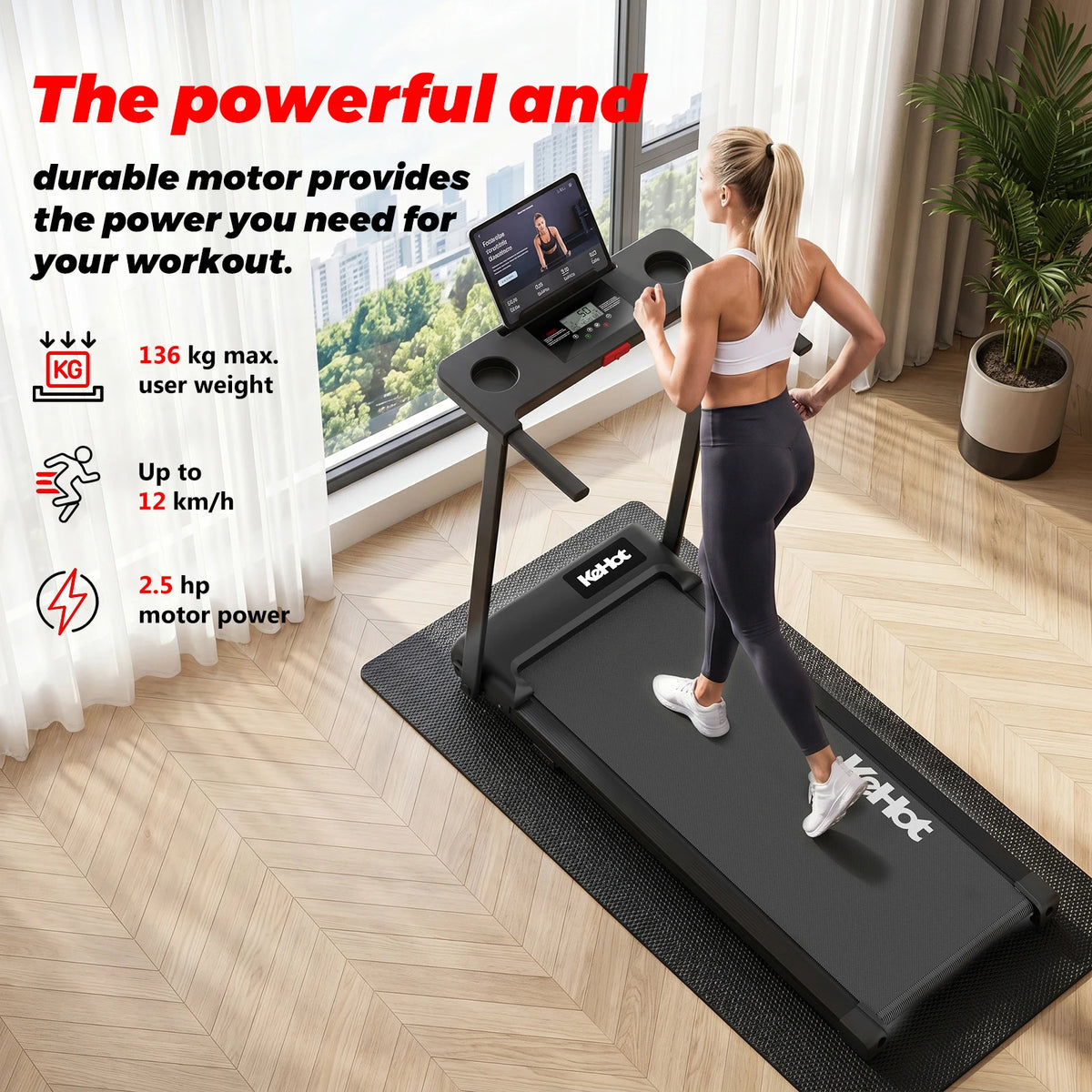 Tapis Roulant Pieghevole 2-in-1 con Controllo APP e Altoparlante Bluetooth, Macchina per Camminare e Correre a Casa 1-12km/h, Motore da 2.0HP di Potenza Massima, Display LED, 12 Programmi Preimpostati, Attrezzatura Fitness Pi