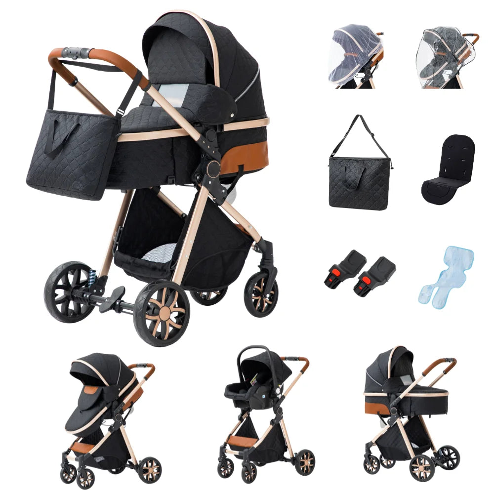 Passeggino 3 in 1 Passeggino multifunzionale Facile da viaggio pieghevole Seggiolino di sicurezza per carrozzina portatile Standard UE Spedizione gratuita