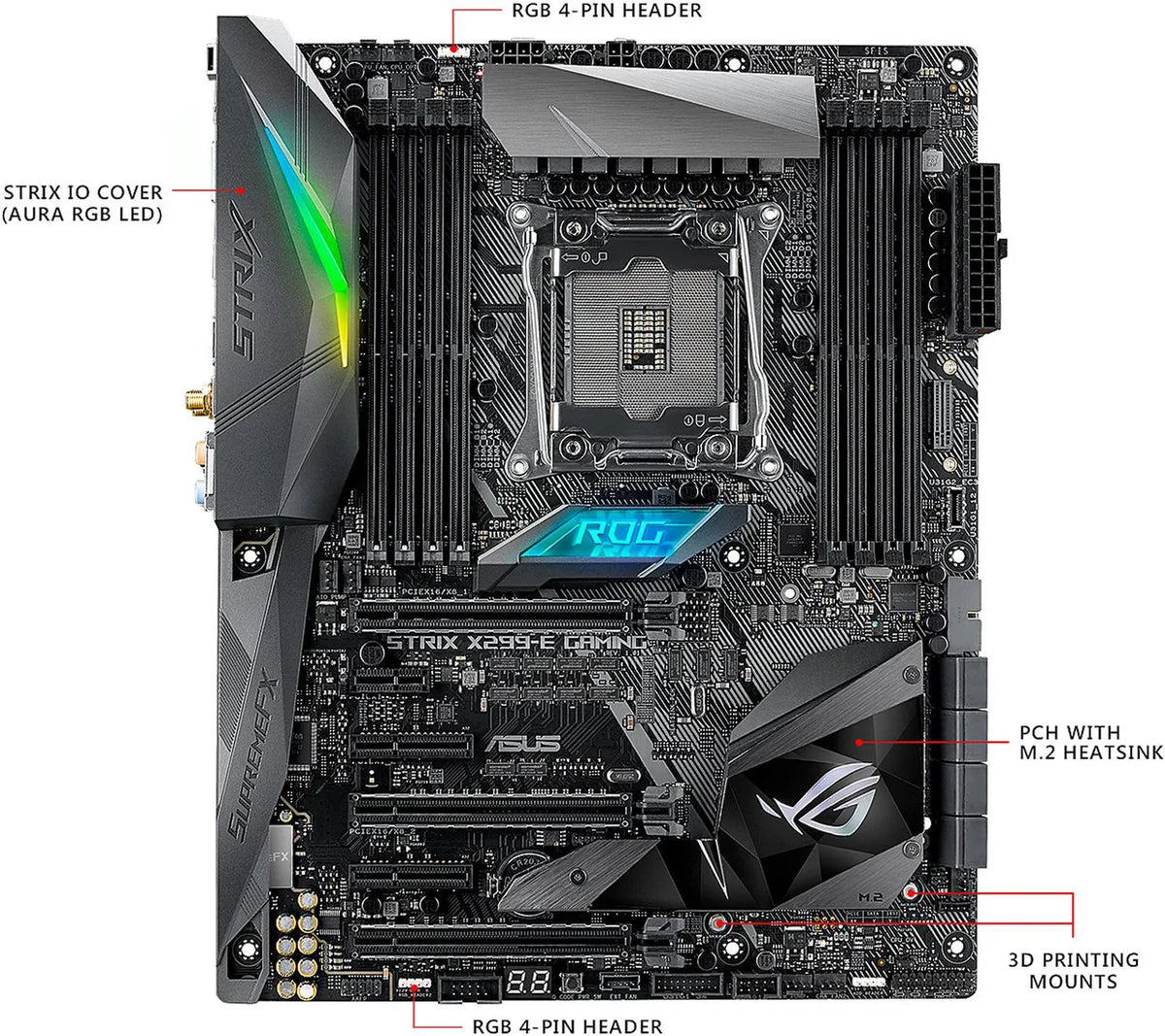 Scheda Madre ASUS STRIX X299-E GAMING Socket 2066 Intel X299 DDR4 128GB M.2 Supporto Core I9-10900X I9-9960X I9-10980XE I9-10900