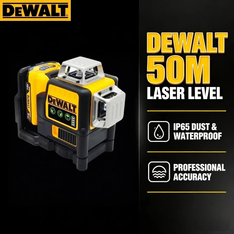 Dewalt DW089LG Livella Laser Verde con Batteria al Litio 12V, 3 Lati 360 Gradi Linee Orizzontali e Verticali Strumento di Misurazione per Esterni