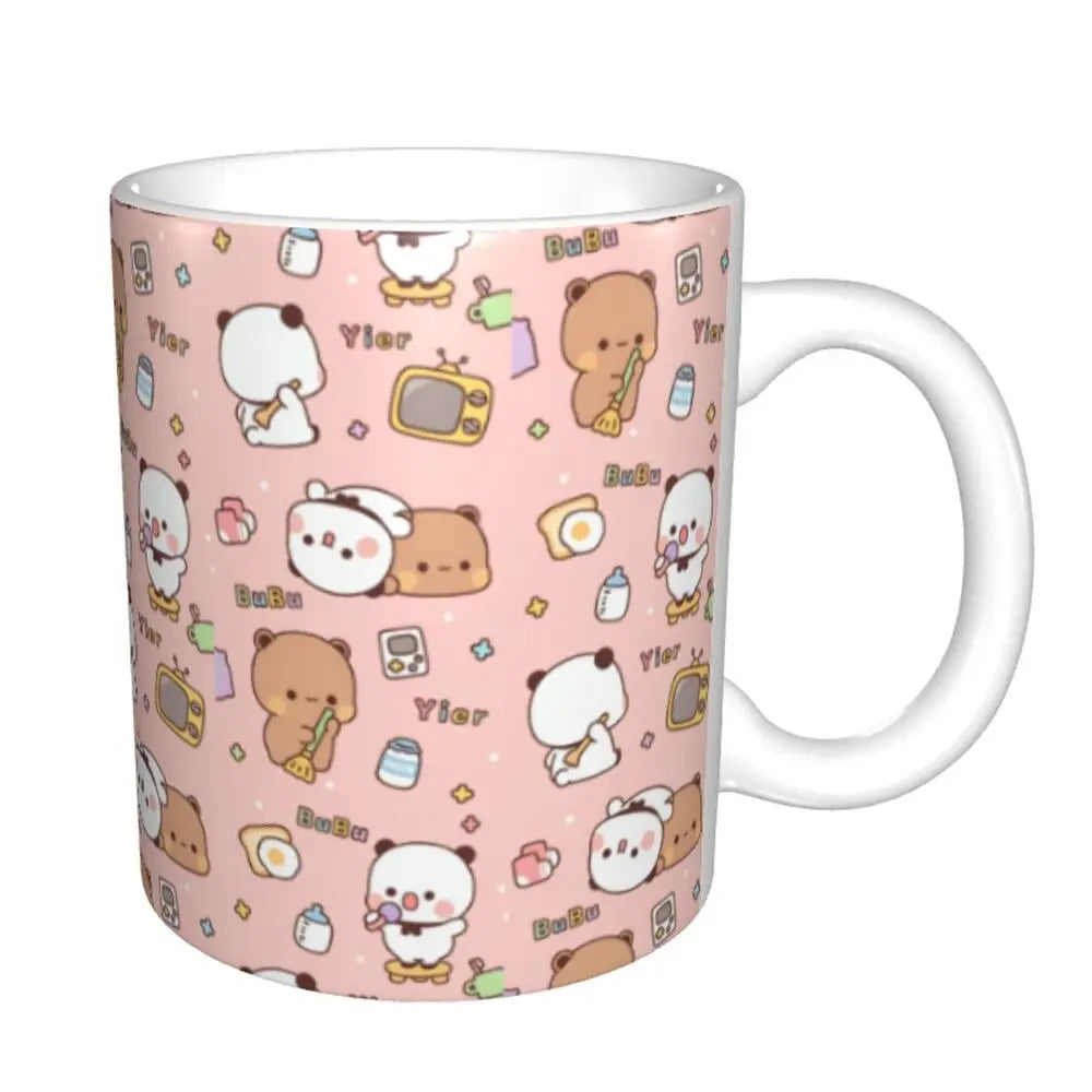 Tazze personalizzate per coppia Bubu Dudu Panda e Brownie Bear Tazza da caffè per tè al latte in ceramica fai-da-te