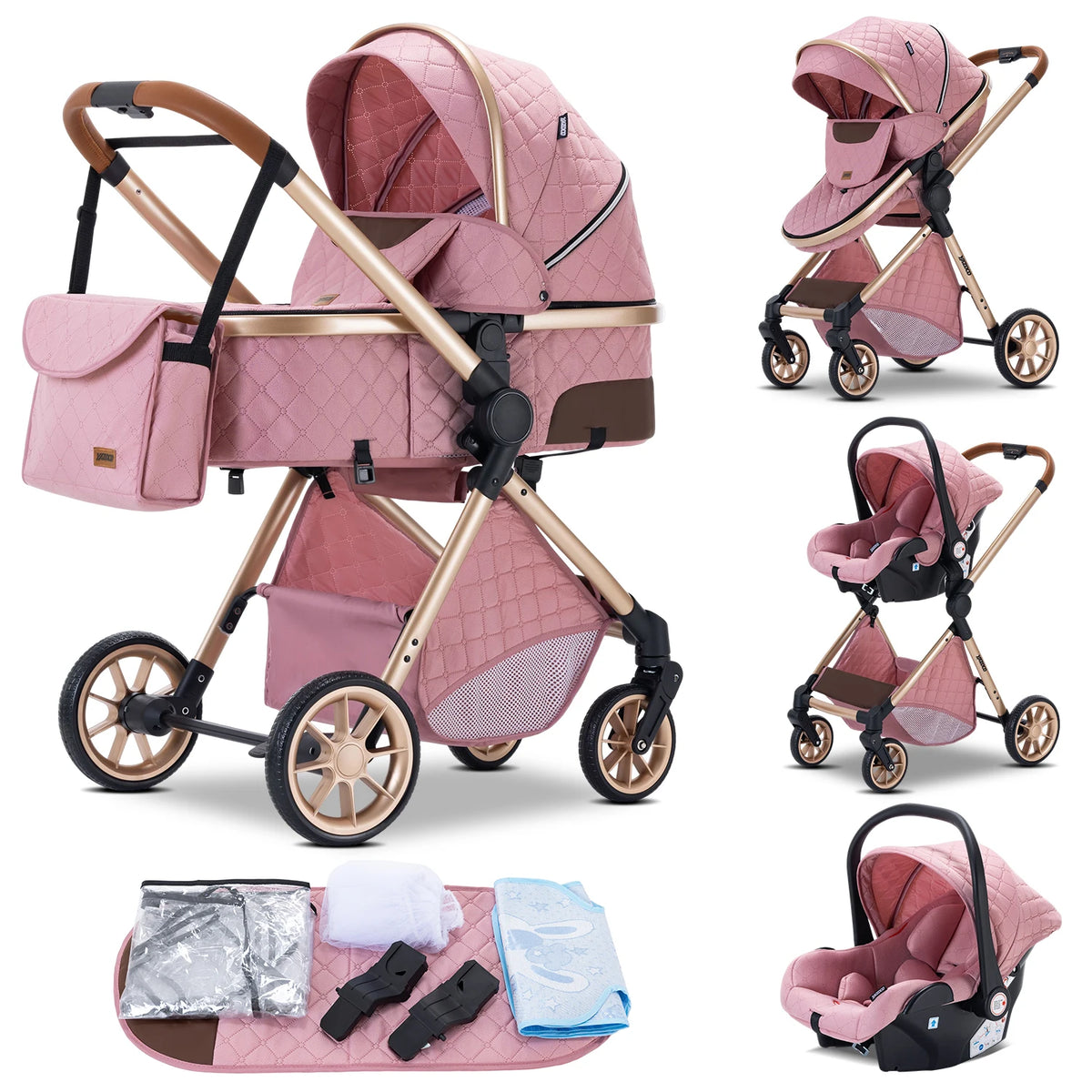 Passeggino 3 in 1 Passeggino multifunzionale Facile da viaggio pieghevole Seggiolino di sicurezza per carrozzina portatile Standard UE Spedizione gratuita