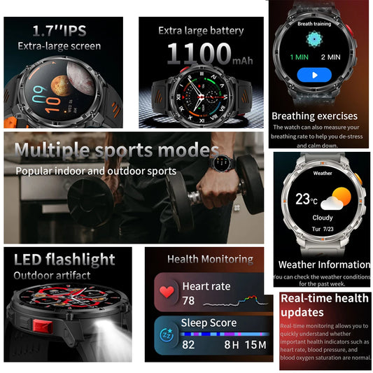 2026 Nuovo T-Rex3 Pro 1100mAh Batteria Astuto Della Vigilanza GPS percorso 5ATM Impermeabile Sport Run tracker All'aperto Bussola Militare Smartwatch