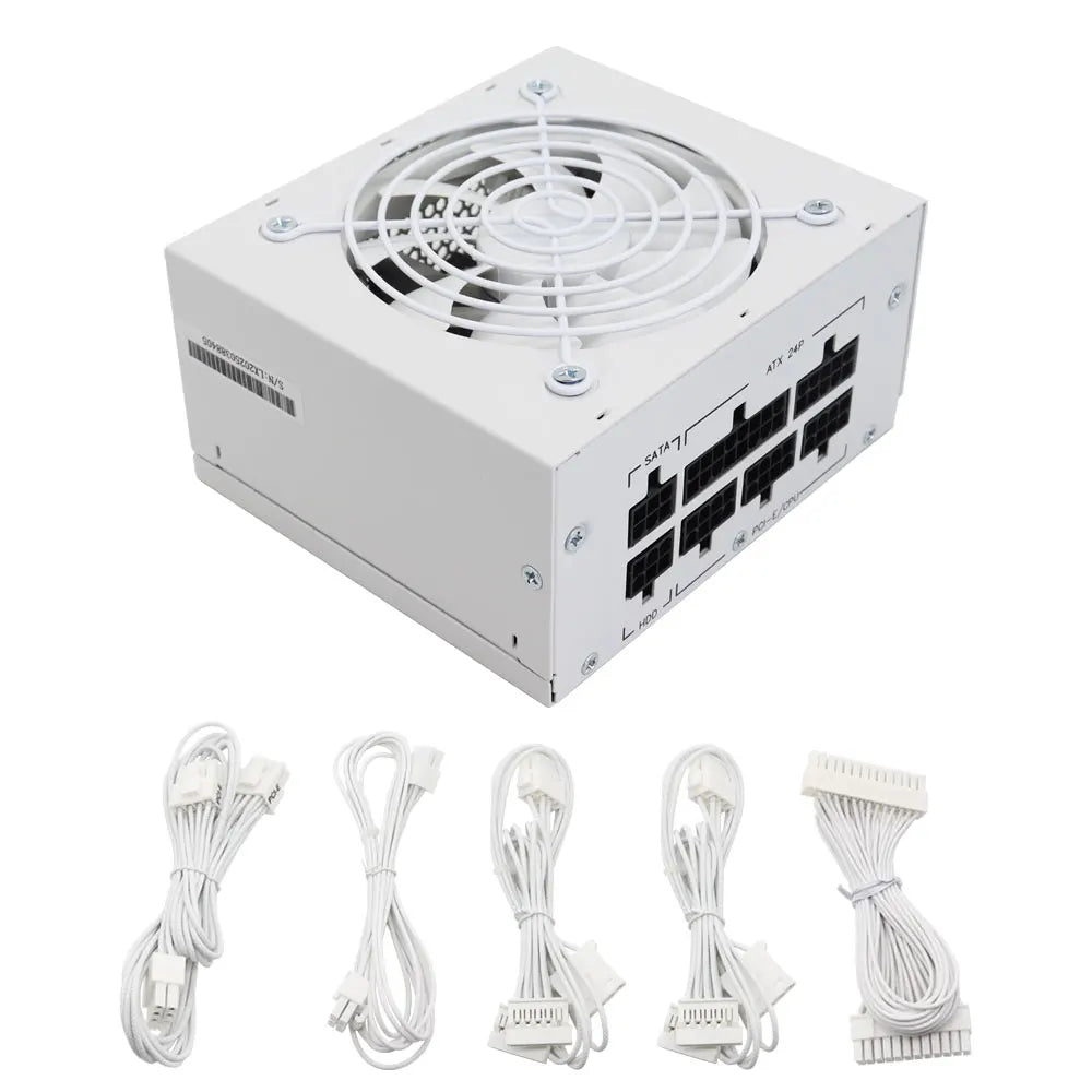 Alimentatore SFX completamente modulare da 600W, design compatto per case Mini-ITX SFF, ventola silenziosa da 90mm, tensione ampia 90-265V, per sistemi PC gaming compatti.