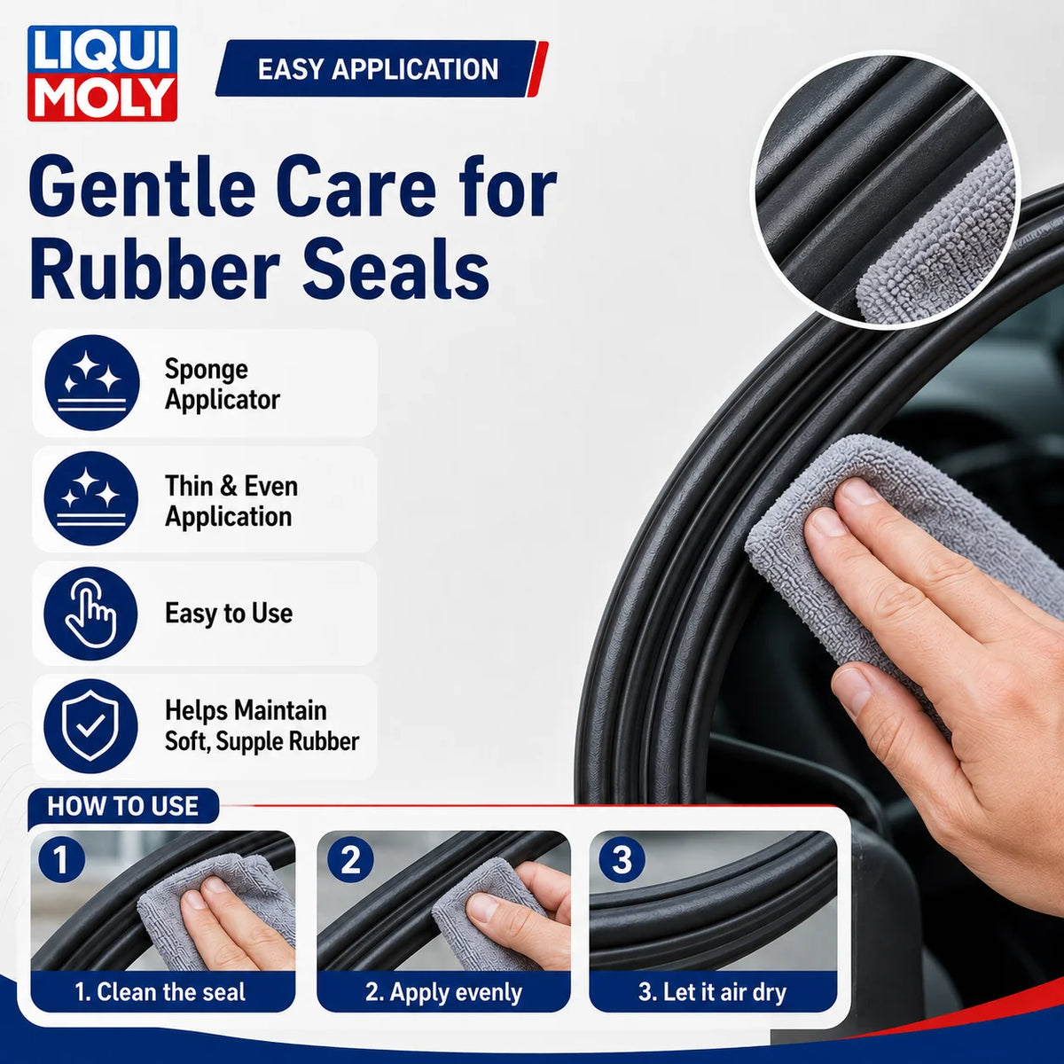 LIQUI MOLY 21926 Stick per la Cura della Gomma 75ml Senza Silicone, Protettore Antigelo per Guarnizioni di Porte, Finestrini e Tettuccio Auto