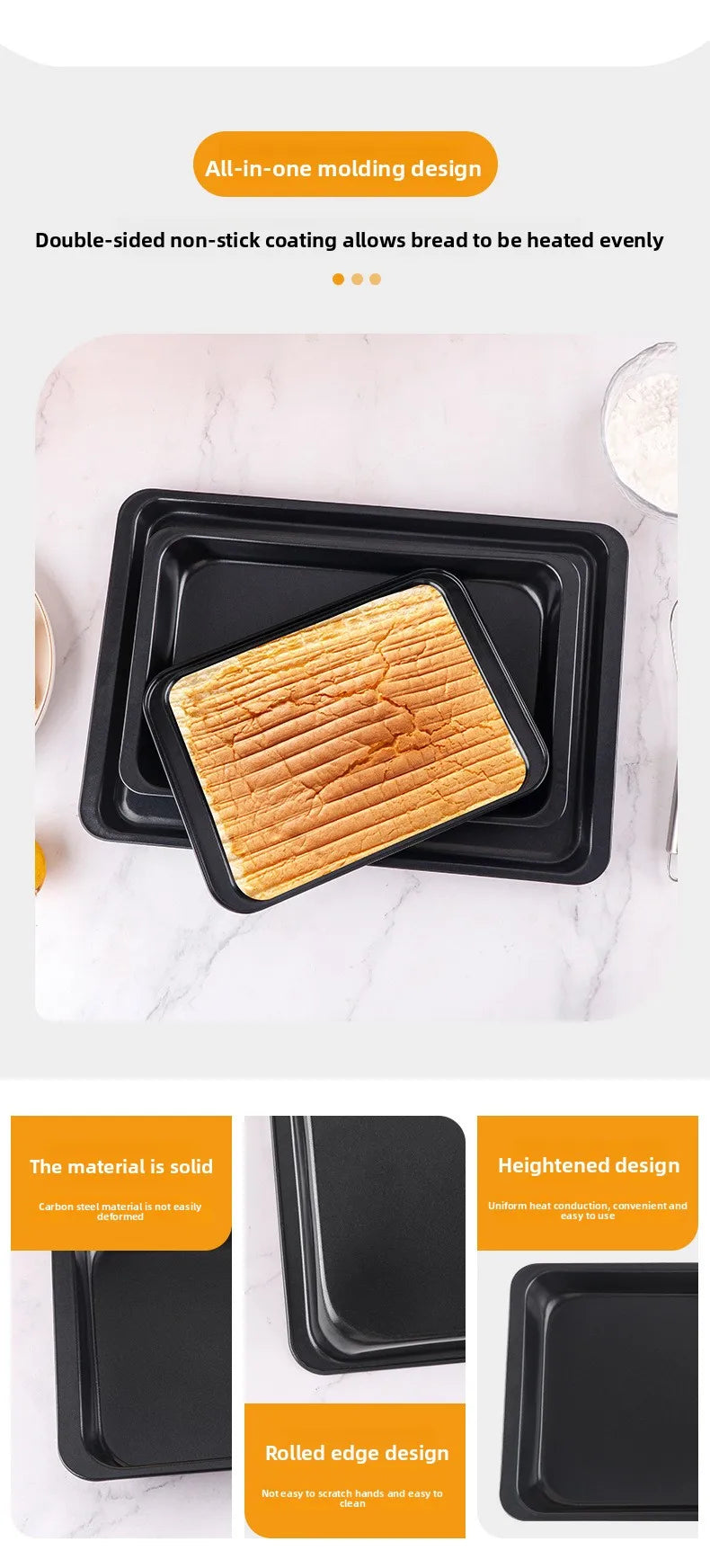 Teglia da forno antiaderente in acciaio al carbonio Teglia da forno rettangolare Pane tostato Torta di pane Bakeware Pasticceria fai da te Piatto Utensili da cucina