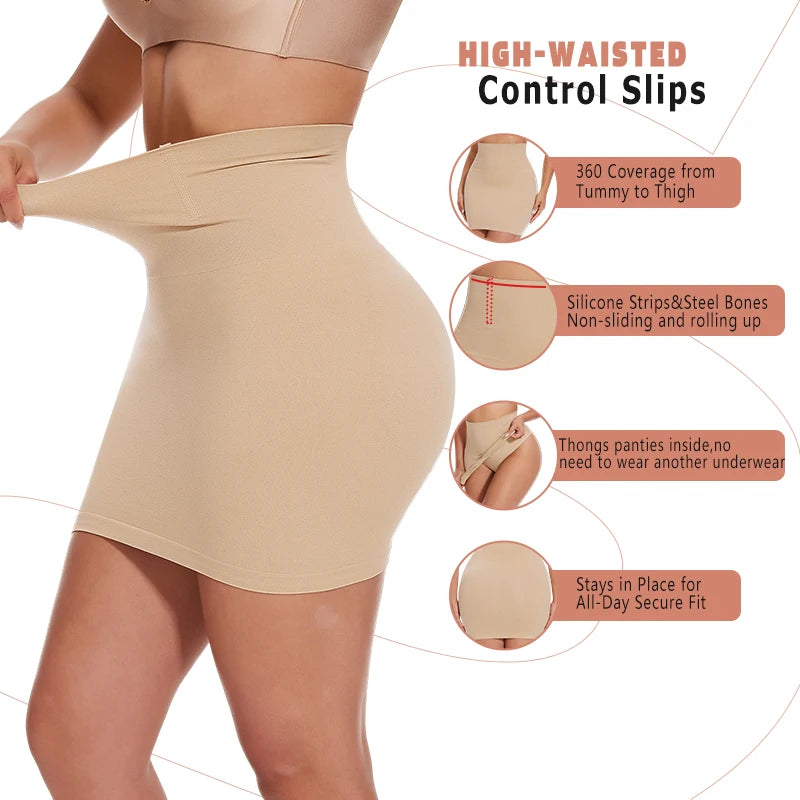 Mezze sottoveste per sotto il vestito Donna Shapewear Controllo della pancia Vita sottile Body Shaper Mezze gonne Perizoma 2 in 1 Butt Lifter Biancheria intima