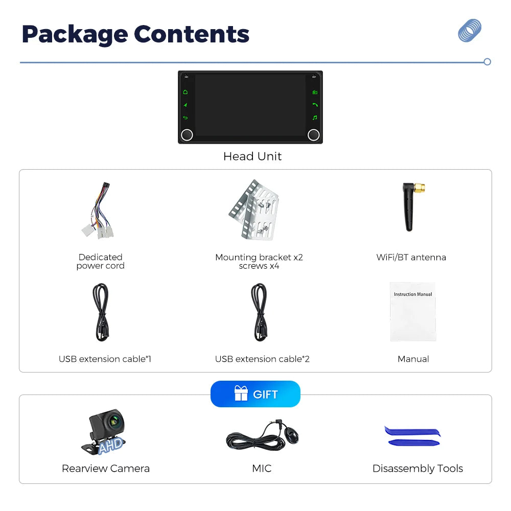 MEKED Autoradio Linux 7 Pollici con CarPlay Wireless e Android Auto per Toyota Yaris Corolla RAV4 Avensis Aygo Prius, Lettore Multimediale Universale 4K con Schermo per Telecamera Posteriore