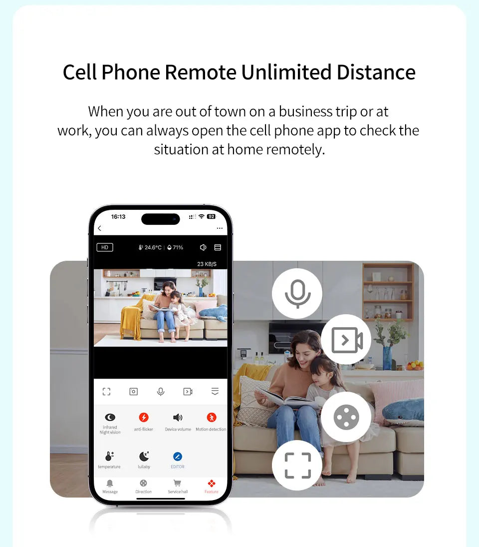 Danmini 2.4G 5 pollici Baby Monitor Tuya App Telecomando 1080P Videocamera Video Citofono bidirezionale Rilevazione movimento Monitor wireless