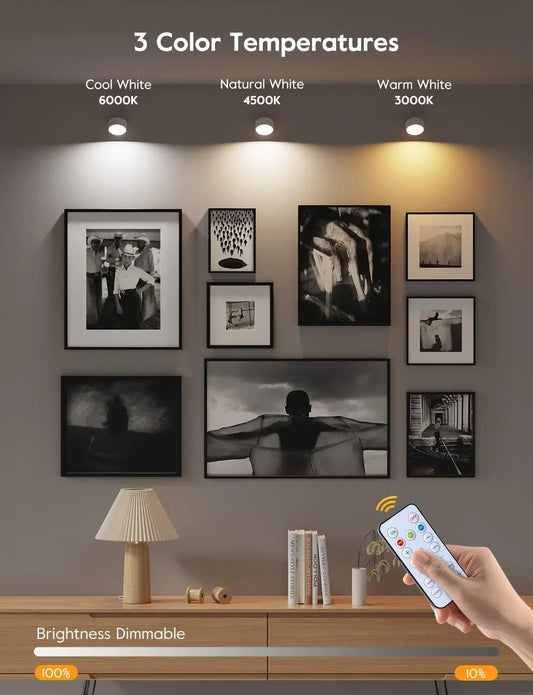 Lampade da parete magnetiche a LED, luci da parete dimmerabili ricaricabili con telecomando, 360 ° Lampada da parete con rotazione per camera da letto