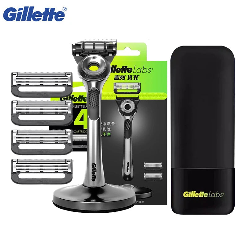 Gillette Labs Razor Aurora Series Flexdisc Rasoio da barba con lama a induzione a 5 strati per uomo con supporto