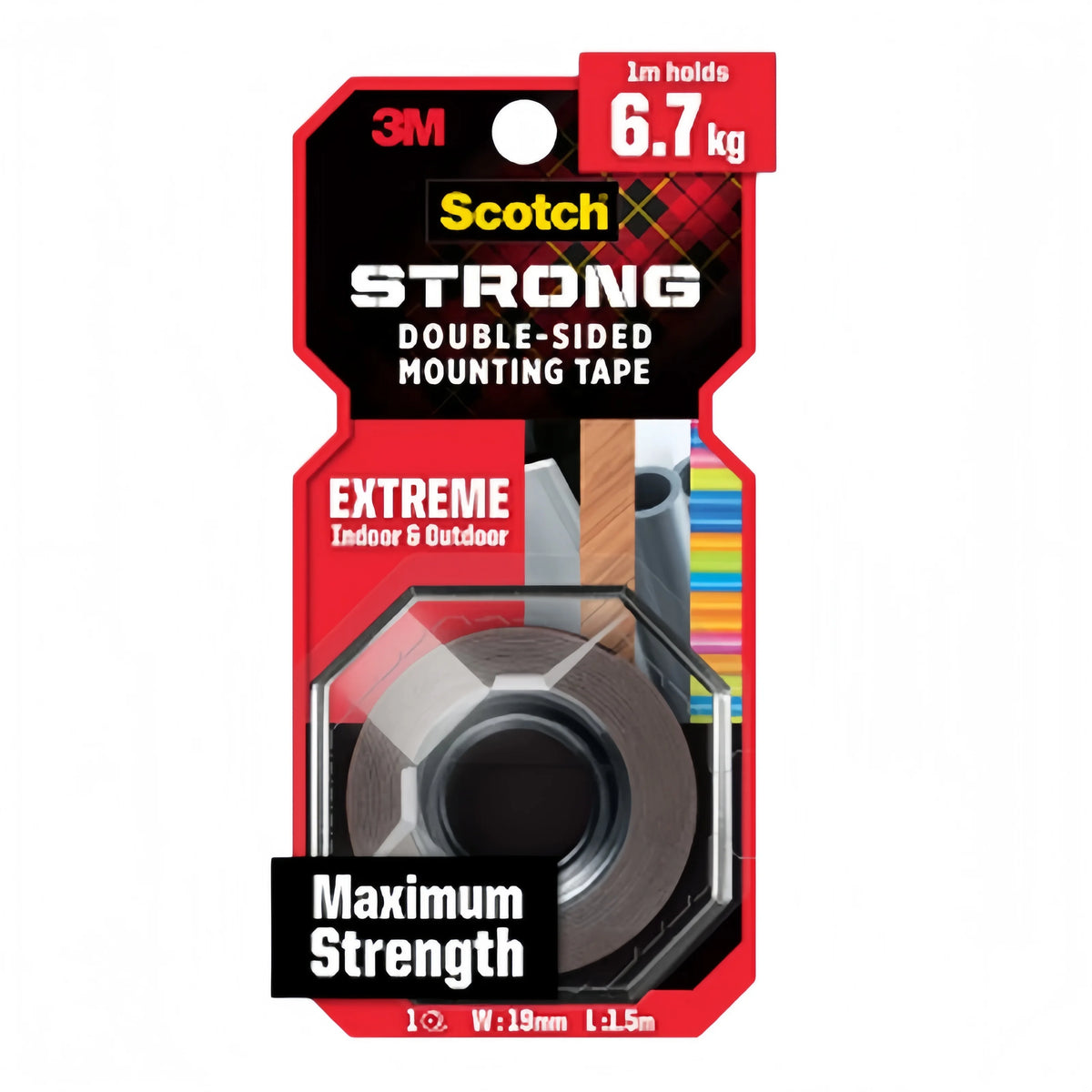 Nastro Biadesivo 3M 414 per Montaggio, Nastro Adesivo in Schiuma Resistente, Impermeabile per Esterni, per Vetro, Metallo, Legno, Muro, 19mm 1.5m 4m