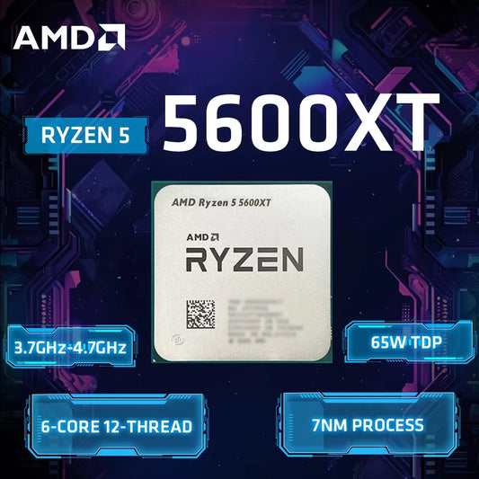 Processore Desktop AMD Ryzen 5 5600XT 6-Core 12T AM4 4.7GHz, 3.7GHz Base, L3=32MB, 100-10000159BOX, Senza Dissipatore