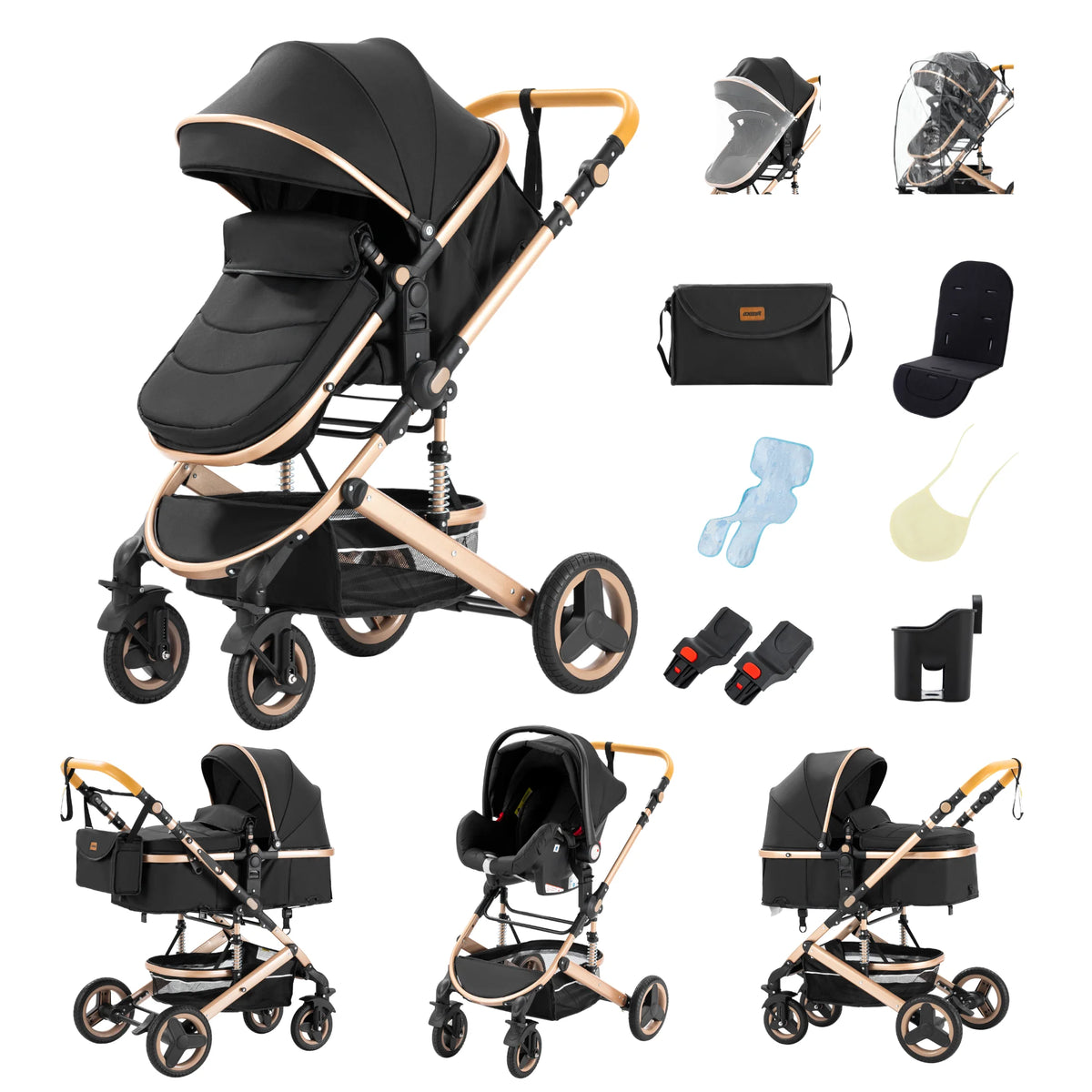 Passeggino 3 in 1 Passeggino multifunzionale Facile da viaggio pieghevole Seggiolino di sicurezza per carrozzina portatile Standard UE Spedizione gratuita