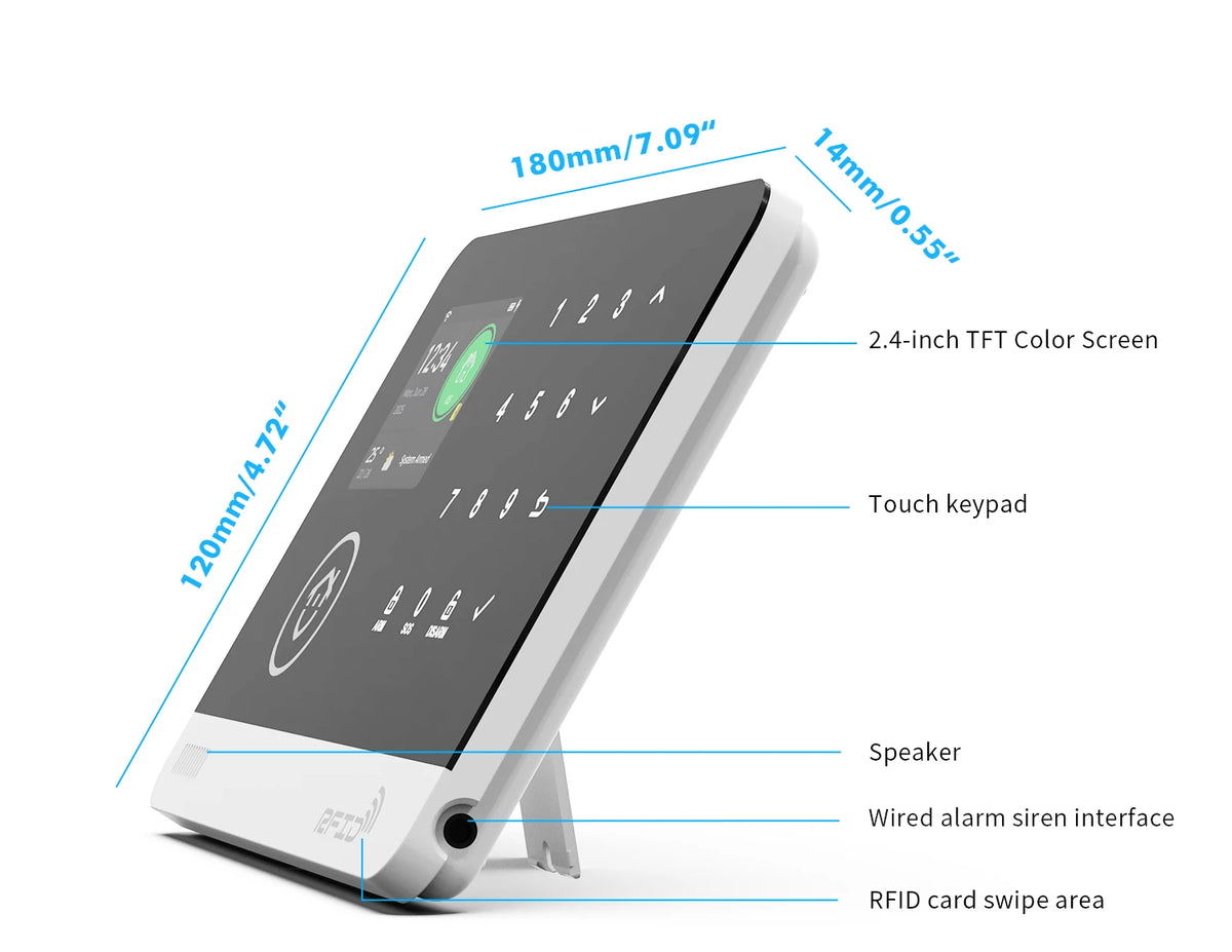 Sistema di allarme di sicurezza domestica Tuya Smart WiFi GSM - Tastiera touch Controllo APP RFID Antifurto wireless con volume regolabile