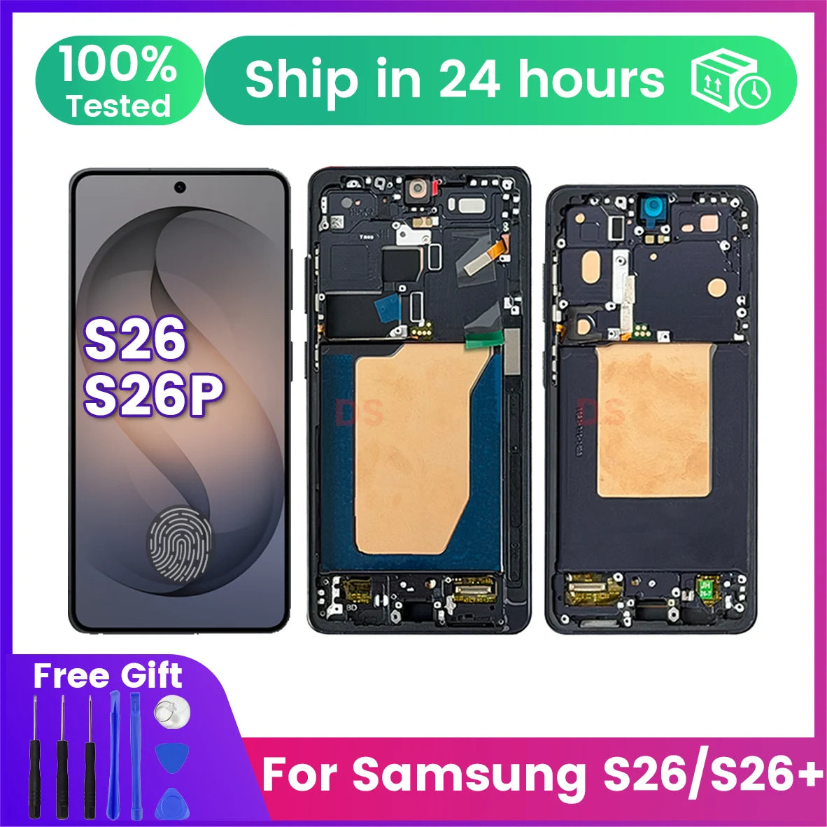 Display AMOLED 120Hz per Samsung Galaxy S26 SM-S942 6.3'' con Touch Screen e Digitalizzatore, Assemblaggio S26Plus con Cornice, Parti di Ricambio per Riparazione