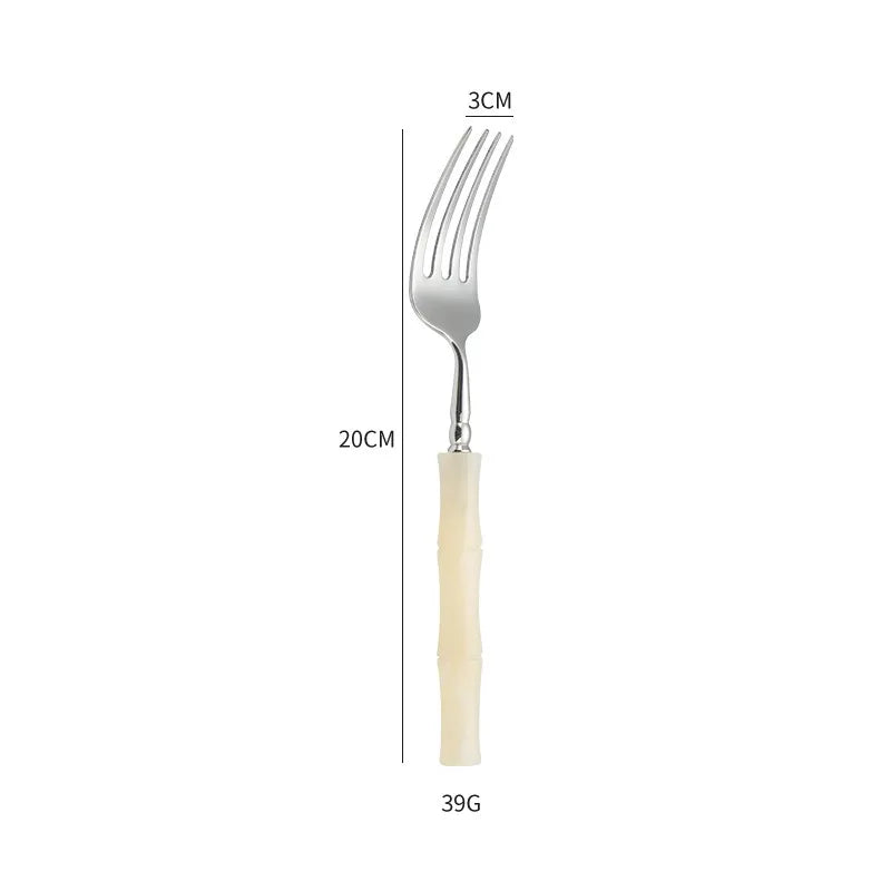 Nuovi posate in resina stile bambù 18/10 in acciaio inossidabile 304 posate classiche set di stoviglie argento blu verde crema trasporto di goccia