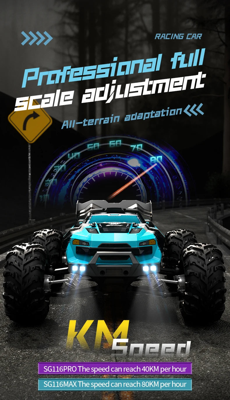 SG116 PRO, auto radiocomandata in scala 1/16, velocità massima 40 km/h, trazione integrale, fuoristrada, monster truck radiocomandato, veicolo da corsa 2.4G, giocattolo, regalo di compleanno per bambini, ragazzi e adulti.