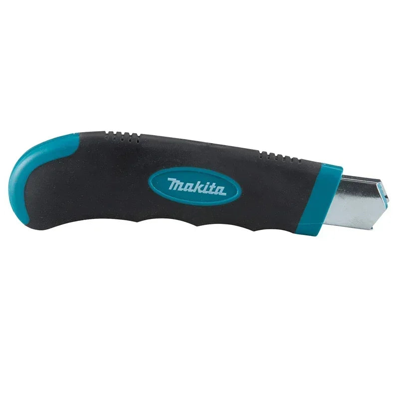 Coltello multiuso Makita con lame a scatto, caricamento facile, lame extra retrattili, impugnatura comoda in gomma, strumento manuale combinato completo