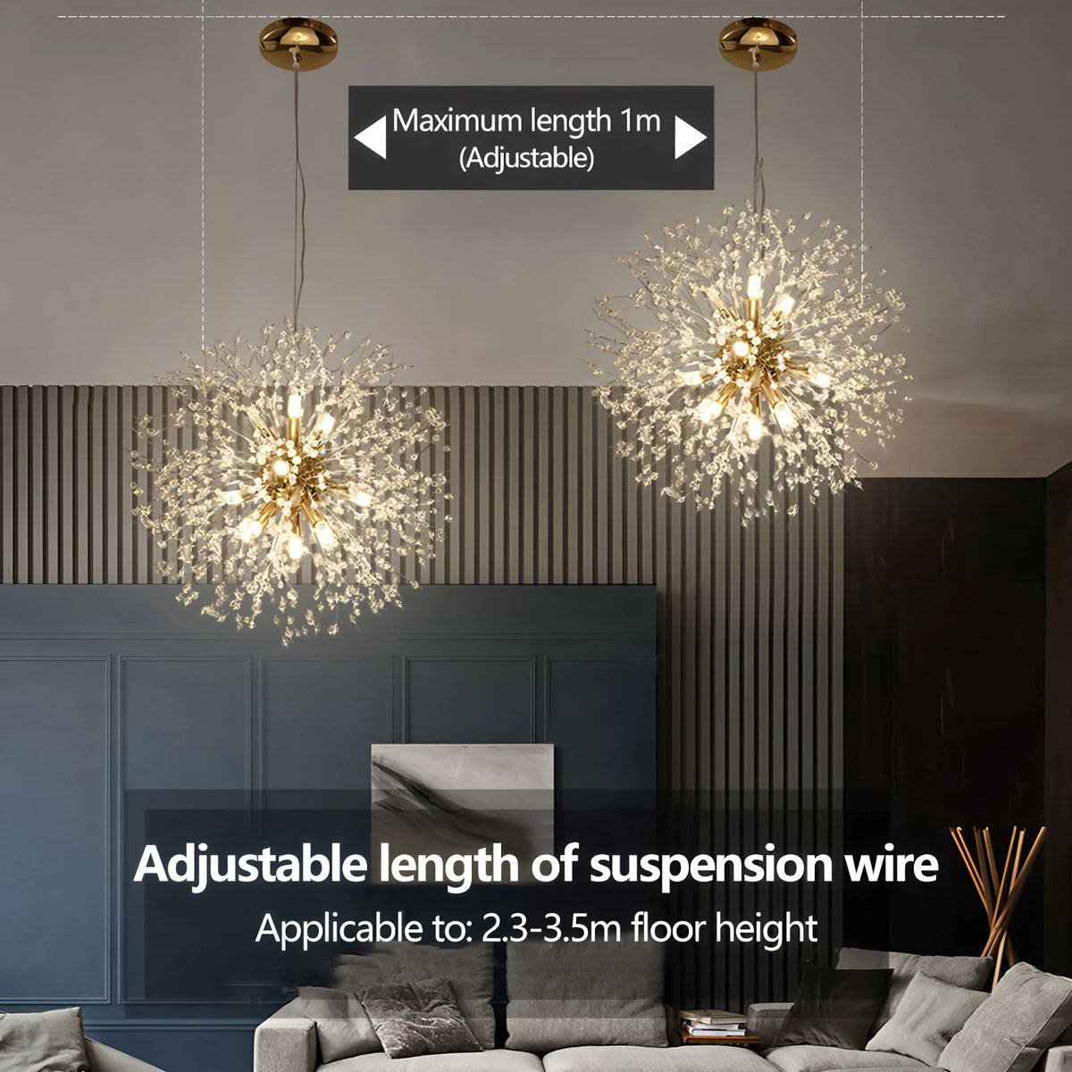 Lampadario di Lusso IRALAN a Soffitto, Lampada a Sospensione in Cristallo a Forma di Soffione, Luce a 3 Colori, Lampade a LED per Tavolo da Pranzo e Soggiorno