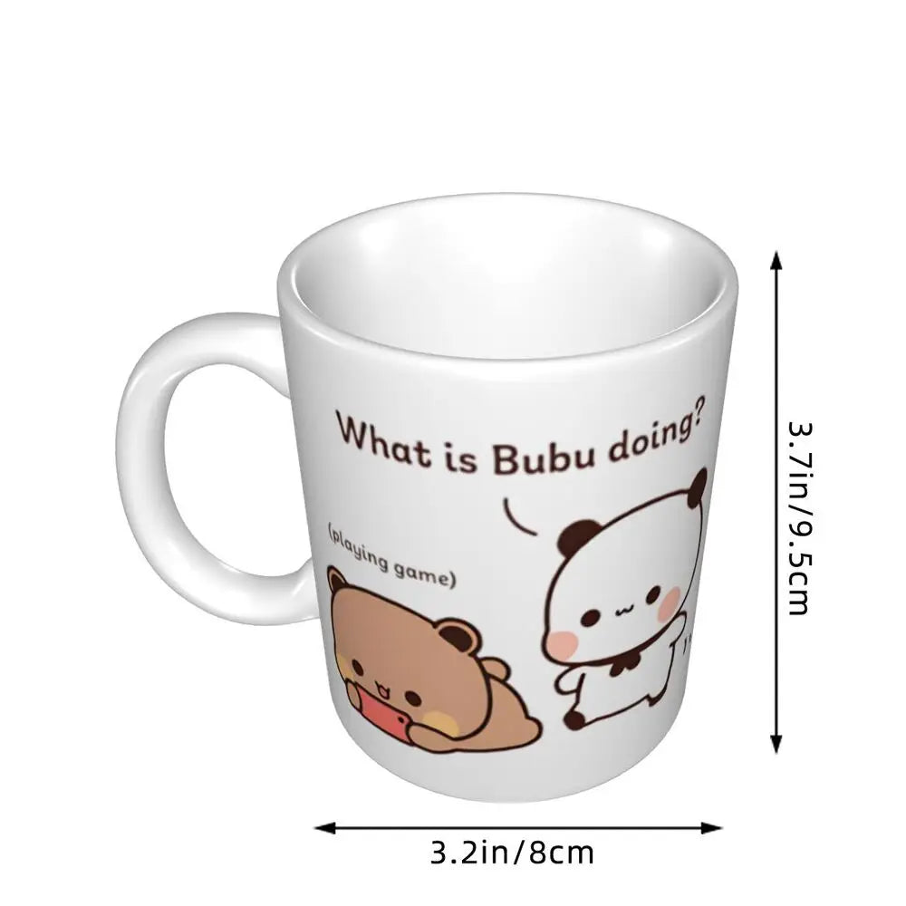 Tazze personalizzate per coppia Bubu Dudu Panda e Brownie Bear Tazza da caffè per tè al latte in ceramica fai-da-te