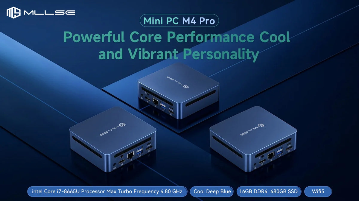 MLLSE M4 Pro Mini PC con Processore Intel Core I7-8665U, 16GB RAM DDR4, 480GB SSD, WiFi 5, BT 4.2, Win11, Mini Computer Desktop