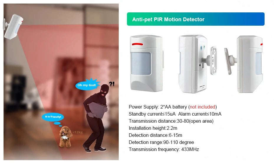 KERUI W184 Tuya Smart 4G Sistema di Allarme Wireless WIFI GSM Allarme Rilevatore di Movimento Sensore Porta Antifurto Supporto Alexa e Google