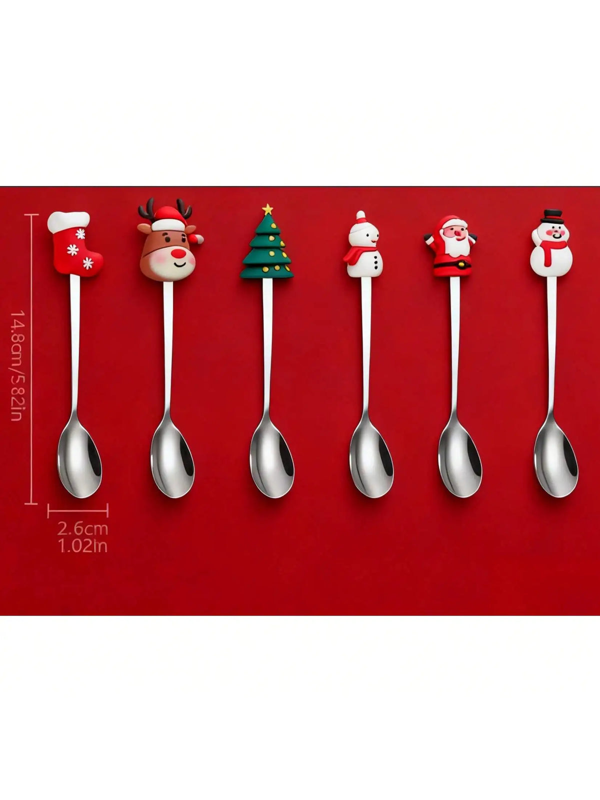 Set di posate da 12/6 pezzi in acciaio inossidabile a tema natalizio, cucchiai da caffè, forchette da dessert e cucchiai per la tavola delle festività