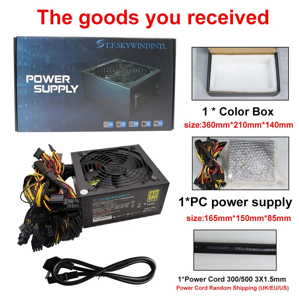T.F.SKYWINDINTL nuovo 2000W ATX PSU alimentatore minerario supporto alimentazione PC 8 schede Display GPU 95% efficienza per BTC Bitcoin Miner