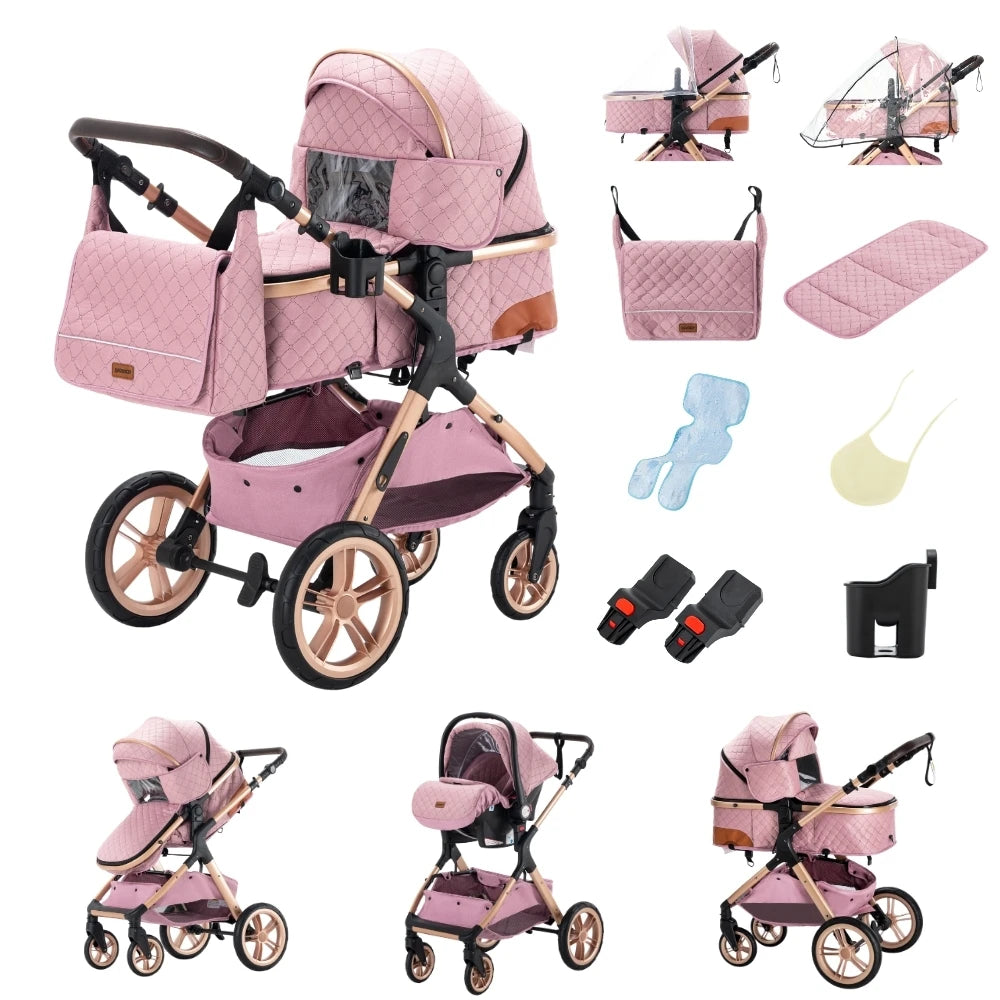 Passeggino 3 in 1 Passeggino multifunzionale Facile da viaggio pieghevole Seggiolino di sicurezza per carrozzina portatile Standard UE Spedizione gratuita