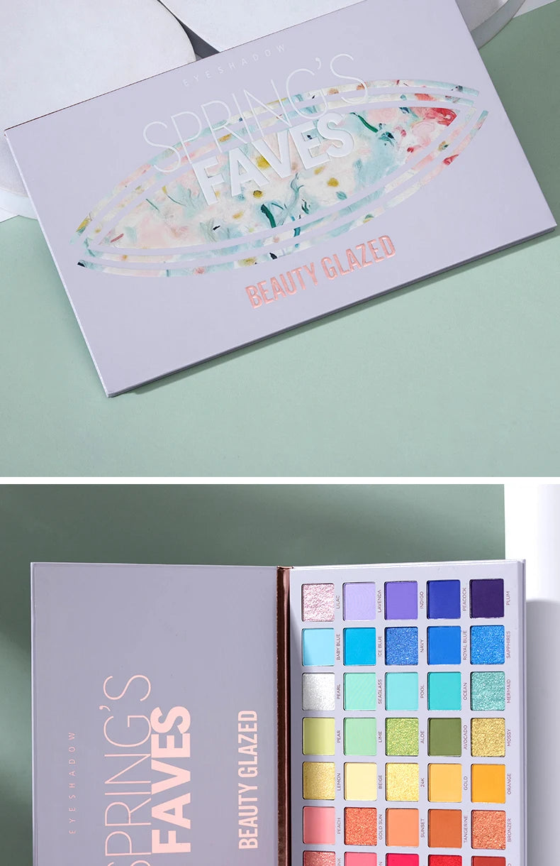 Beauty GlazedSpring's Faves BePerfect Beauty Palette di ombretti impermeabili Evidenziatore luccicante e trucco smaltato per contorno occhi