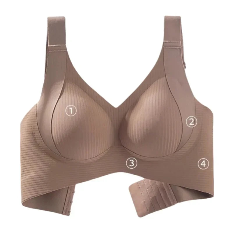 Set da 3 pezzi: reggiseno push-up da donna, senza ferretto, con effetto lifting, intimo senza cuciture, reggiseno a coste con scollo a V, taglie forti, lingerie sexy, taglie M-4XL, intimo 2028.