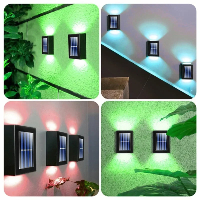 Faretti solari su e giù per esterni, lampada da parete stradale Lampada solare ad energia solare Lampada solare impermeabile decorativa da giardino