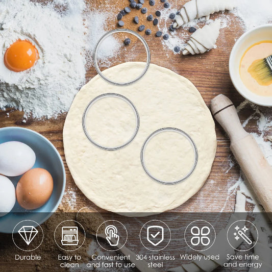 Set di 12 Anelli per English Muffin in Acciaio Inox 304, Anelli Antiaderenti per Crumpet e Torte, Anelli a Doppio Bordo per Muffin e Tarte