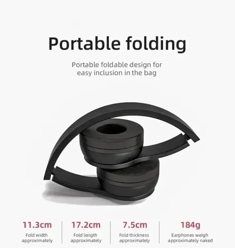 Cuffie Bluetooth 5.0 Pieghevoli Senza Fili, Auricolari Portatili HiFi Over-Ear per Sport, Viaggi, Uso Quotidiano, Giochi e Musica