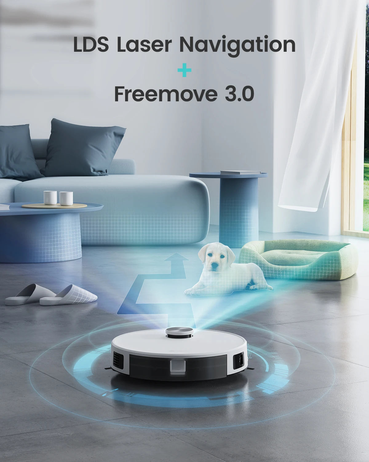 Robot Aspirapolvere Lefant M1 con Forte Aspirazione 5500Pa, Navigazione Lidar, Mappatura Intelligente, Aspirazione Laser e Funzione Lavaggio per Peli di Animali Domestici