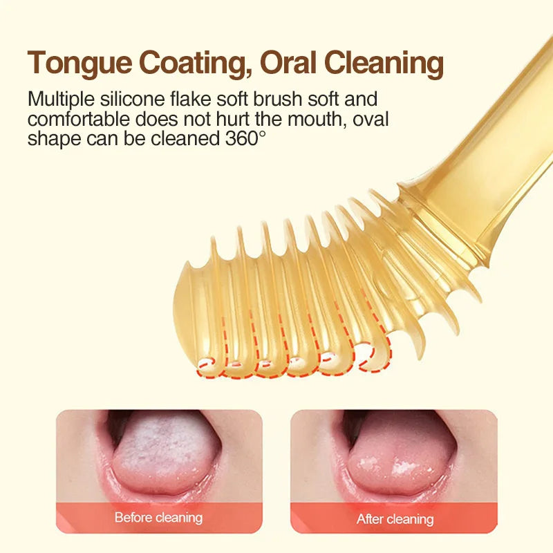 MAMIJOY 3-in-1 Spazzolino per lingua in silicone per bambini Infantile per bambini Igiene orale Spazzolino da denti Spazzolino da denti per addestramento con coperchio BPA gratuito BY11