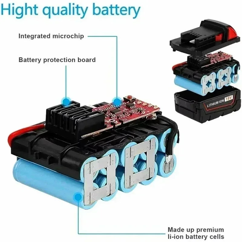 Batteria sostitutiva da 18 V 12,0 Ah, compatibile Milwaukee M18 - Batteria ricaricabile agli ioni di litio 21700 a 15 celle Modello M18 - 48-11-1815