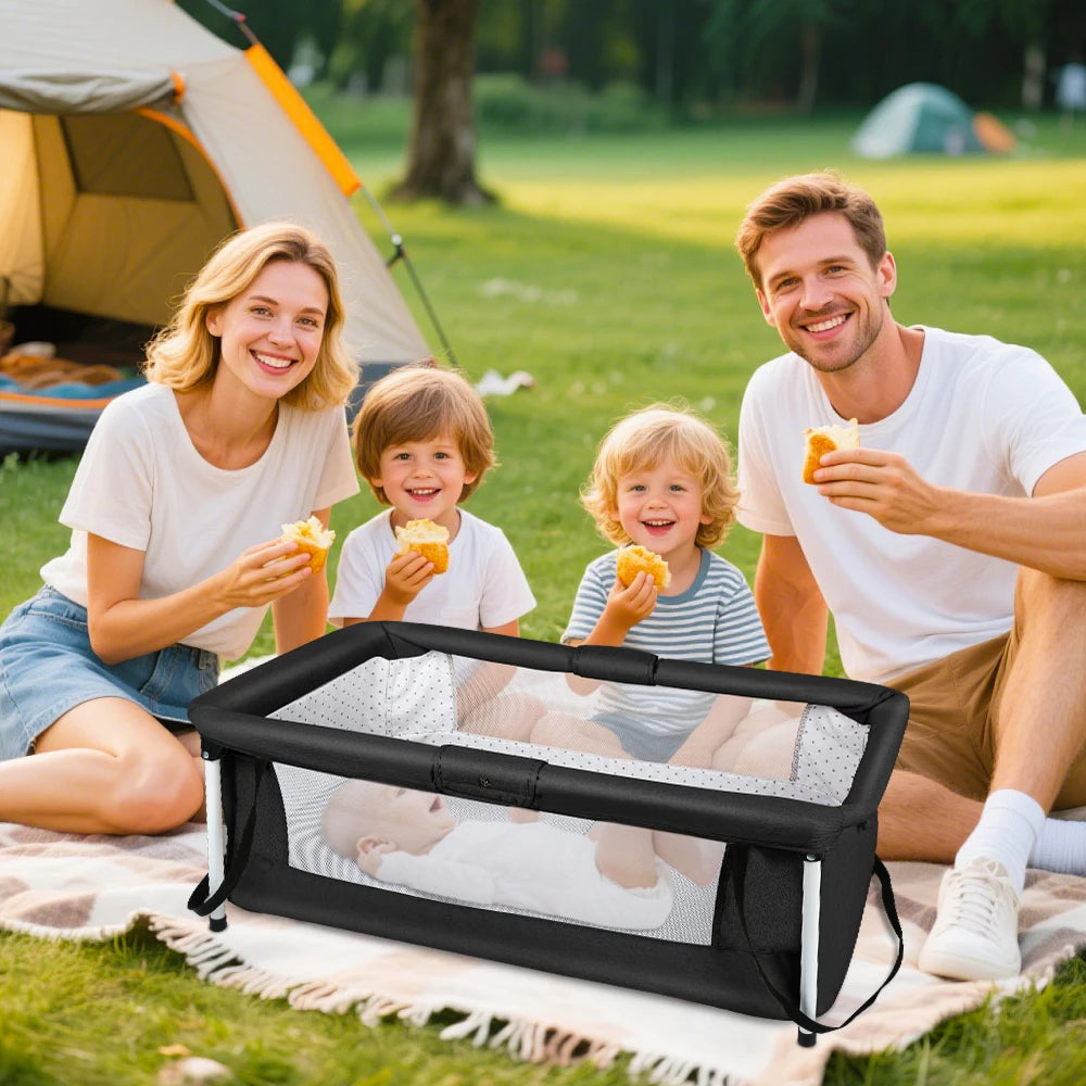 Culla da viaggio pieghevole, ideale per il sonno coniugale, per bambini, portatile, con recinto, adatta a neonati e bambini fino a 35 kg, con lati ventilati, rimovibile e lavabile, resistente all'usura, dimensioni 90*70*50 cm
