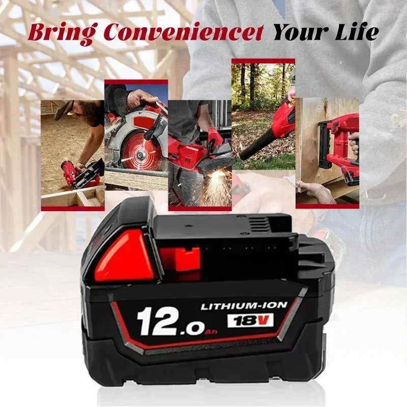 Batteria sostitutiva da 18 V 12,0 Ah, compatibile Milwaukee M18 - Batteria ricaricabile agli ioni di litio 21700 a 15 celle Modello M18 - 48-11-1815