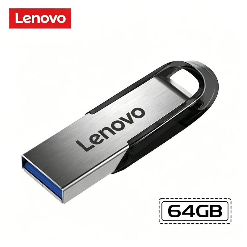 Chiavetta USB 3.0 ad alta velocità Lenovo - Chiavetta portatile in metallo, disponibile in diverse capacità: 256 GB, 1 TB, 128 GB, 64 GB, 512 GB, per l'archiviazione di dati.
