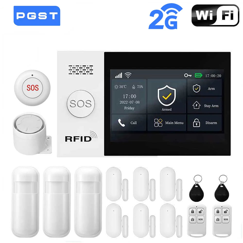 Sistema di allarme domestico wireless PGST, compatibile con Tuya, 4G/2G GSM WiFi, 433MHz, controllo da app, funziona con Alexa