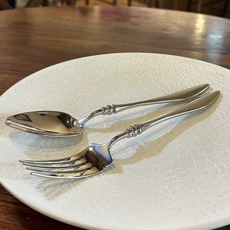 Set di posate per bistecche in acciaio inossidabile 304 di alta qualità, 6 pezzi, coltello, forchetta e cucchiaio creativi e rinforzati, stoviglie per hotel e ristoranti